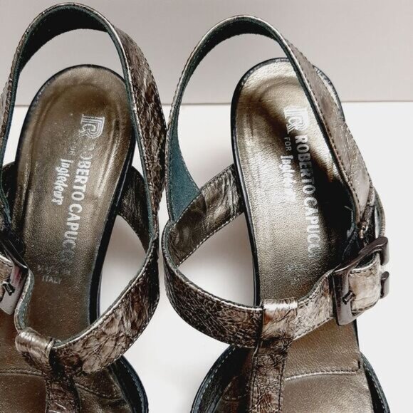 ROBERTO CAPUCCI Italy Genuine Leather T-strap Slingback Pump Heels Sz 7.5 AAA - Picture 7 of 16